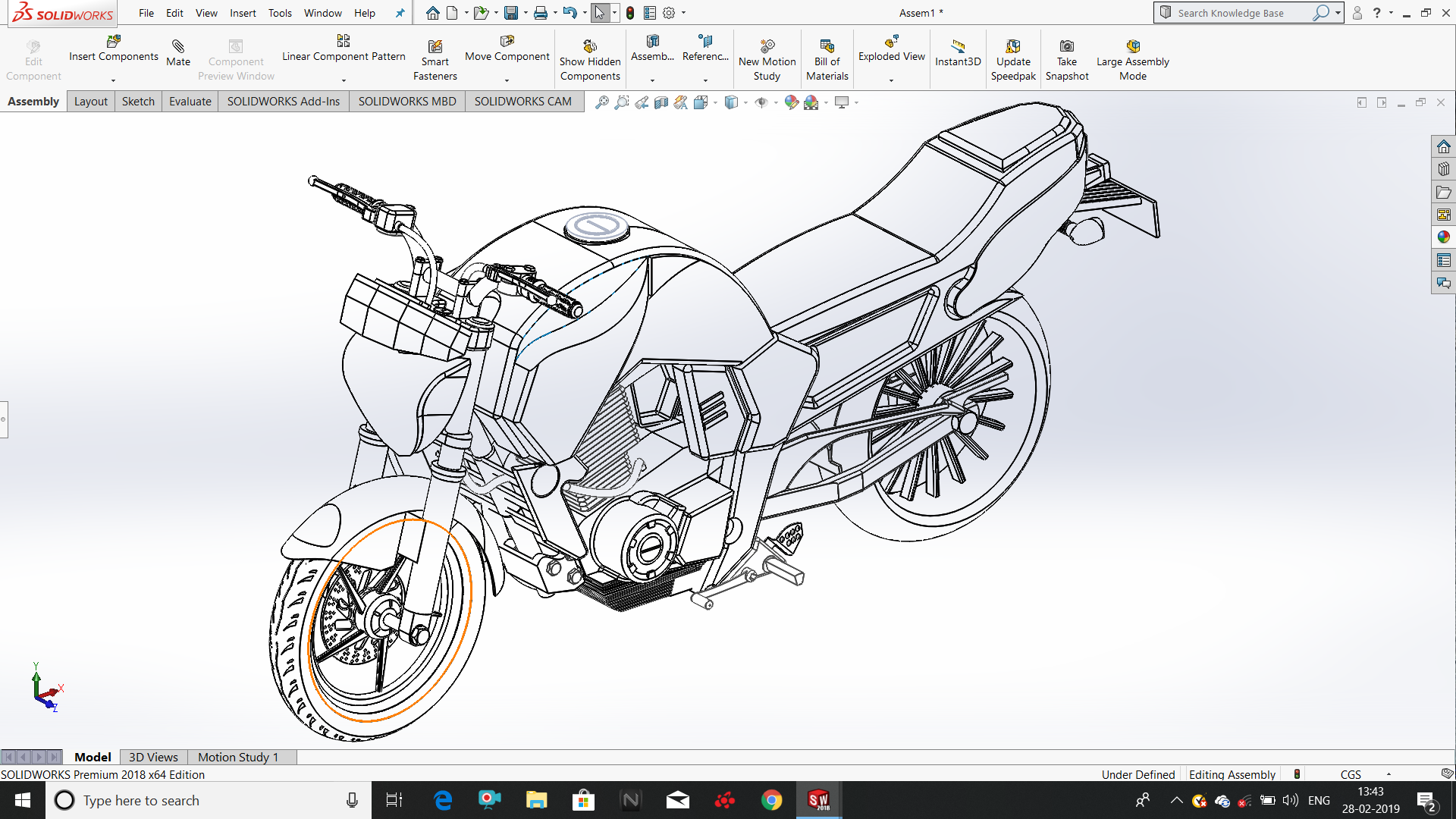 FZ16 BYSON摩托车模型3D图纸 IGS格式
